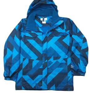 Columbia Jacket Kid Youth Medium Blue Omni Tech Bugaboo Hood Outdoor Coat SB7013